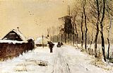 Wood Gatherers On A Country Lane In Winter by Louis Apol
